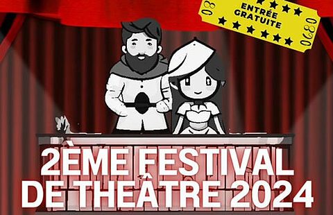 Affiche dessinée du 2ème festival de théâtre à Biot