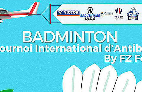 Affiche dessinée du tournoi de badminton du 29 au 30 juin