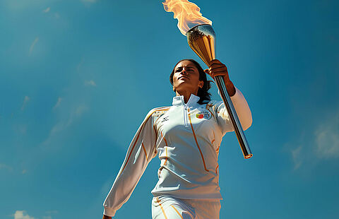 Photo d'une sportive tenant la flamme