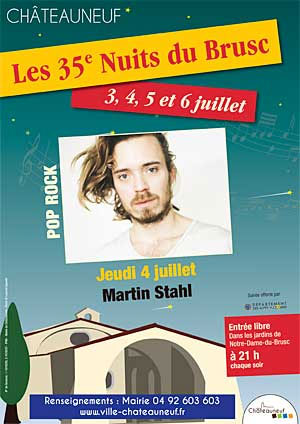 Affiche du Festival Nuits du Brusc avec Martin Stahl