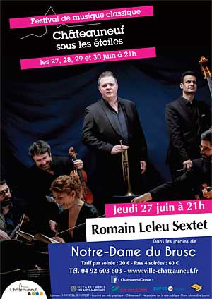 Affiche du Festival de musique classique Châteauneuf sous les étoiles avec le sextet en photo